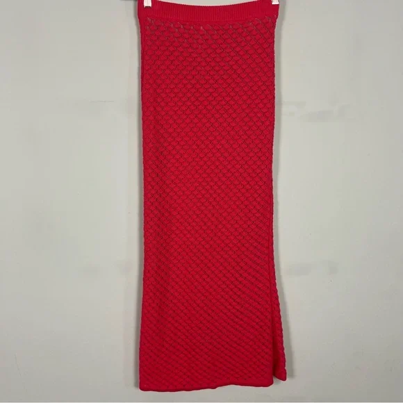 MESHKI GIULIANA KNIT MAXI SKIRT IN POMEGRANATE SIZE SMALL - Picture 7 of 13